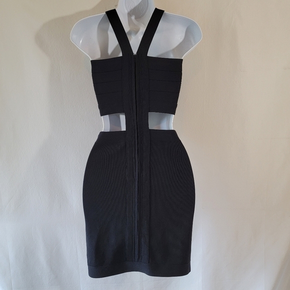 NBD x REVOLVE My Confession Bodycon Dress Sz XS Black Cut-Out Mini Coquette Girl - Picture 3 of 12